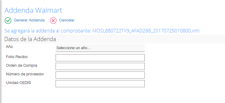 Addenda Walmart en Factura Fácilmente