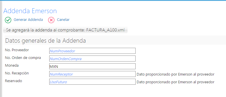 Addenda Emesron en Factura Fácilmente