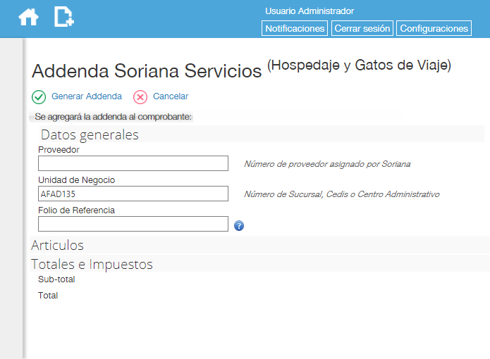 Addenda Soriana en Factura Fácilmente