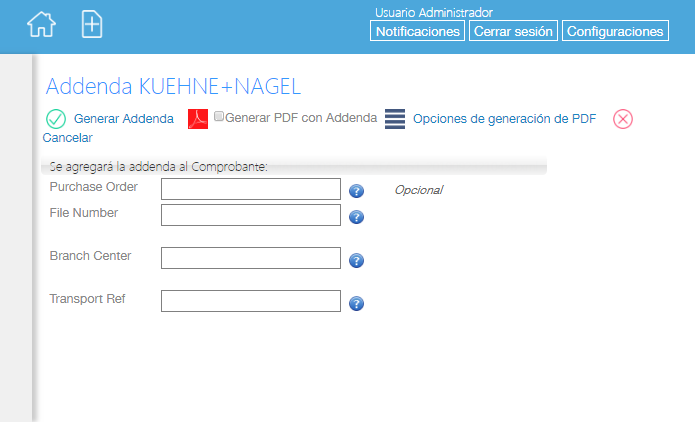 Addenda Kuehne Nagel en Facturafacilmente