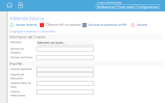 Addenda Inbursa en Facturafacilmente